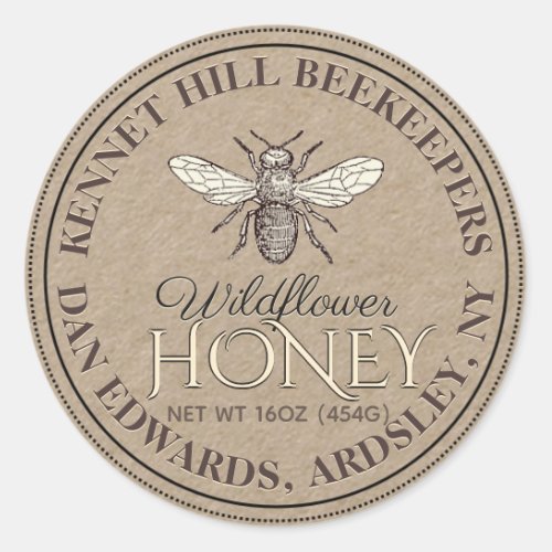 Kraft Honey Label French Bee with Dotted Border