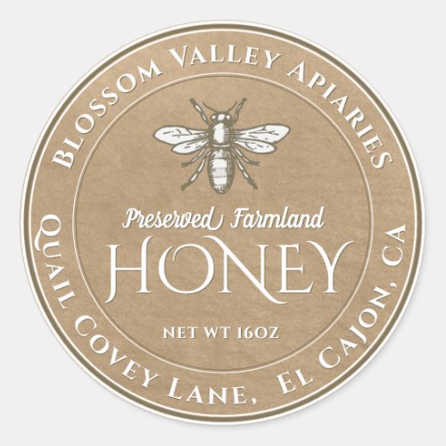 Kraft Honey Label White Vintage Bee
