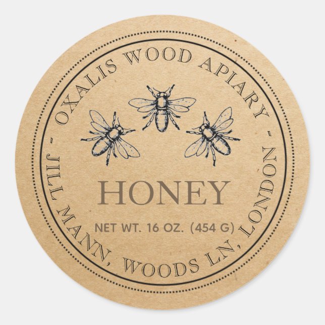 KRAFT Honey Label with Heraldic Bees (Front)