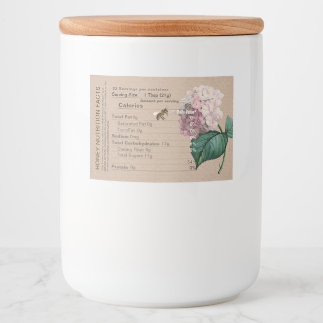 KRAFT Honey Nutrition Facts hydrangea flower bee  Food Label (Front)