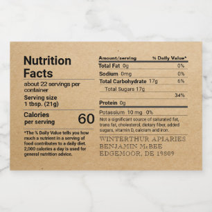 Kraft Honey Nutrition Facts Label Rectangle