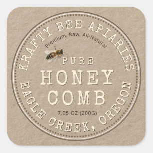 Kraft Honeycomb with Bee Rustic Label