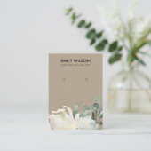 KRAFT IVORY WHITE FLORAL BUNCH EARRING DISPLAY BUSINESS CARD (Standing Front)