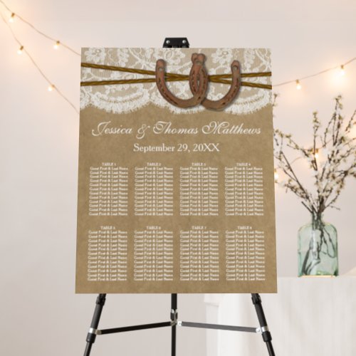 Kraft Lace  Horseshoe Wedding Seating Chart Foam Board