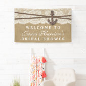 Kraft, Lace & Nautical Anchor Beach Bridal Shower Banner (Insitu)