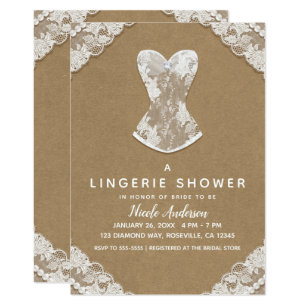 Lace And Pearls Bridal Shower Invitations 4