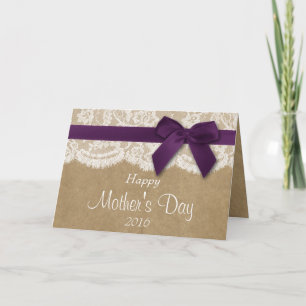 Kraft, Lace & Purple Bow Happy Mother's Day Card