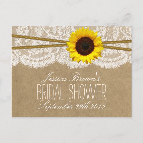 Kraft Lace  Sunflower Bridal Shower Recipe Cards