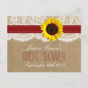 Kraft, Lace & Sunflower Bridal Shower Recipe Cards