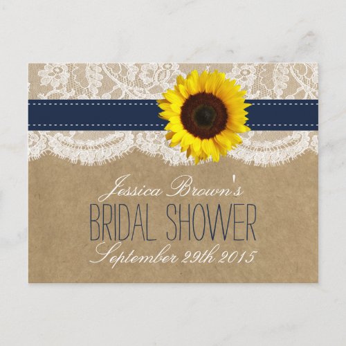 Kraft Lace  Sunflower Bridal Shower Recipe Cards