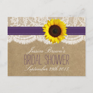 Kraft, Lace & Sunflower Bridal Shower Recipe Cards