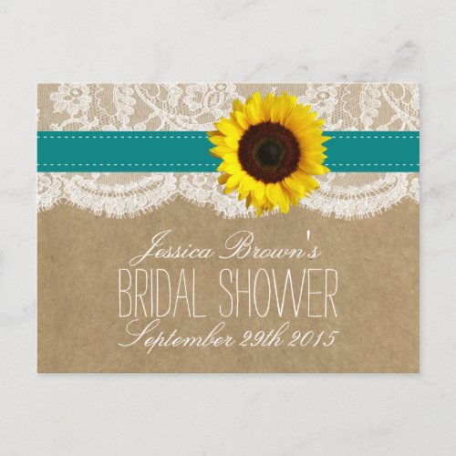Kraft Lace  Sunflower Bridal Shower Recipe Cards