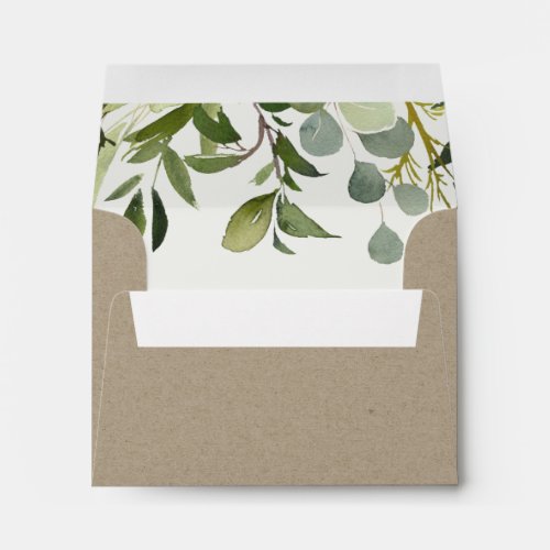 KRAFT LEAFY GREEN GOLD FOLIAGE RSVP RETURN ADDRESS ENVELOPE