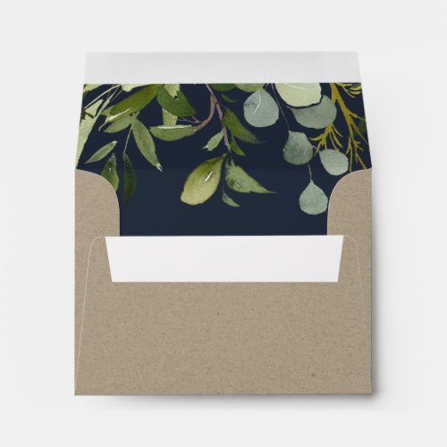 KRAFT LEAFY GREEN GOLD FOLIAGE RSVP RETURN ADDRESS ENVELOPE