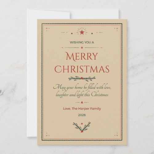 Kraft Letterpress Merriment Family Christmas Card