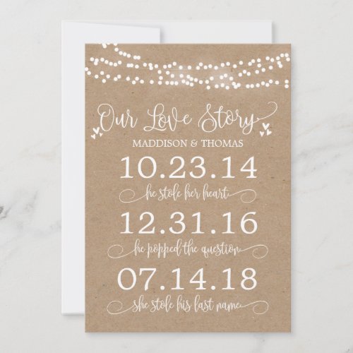 Kraft Lights Our Love Story Timeline Wedding Decor