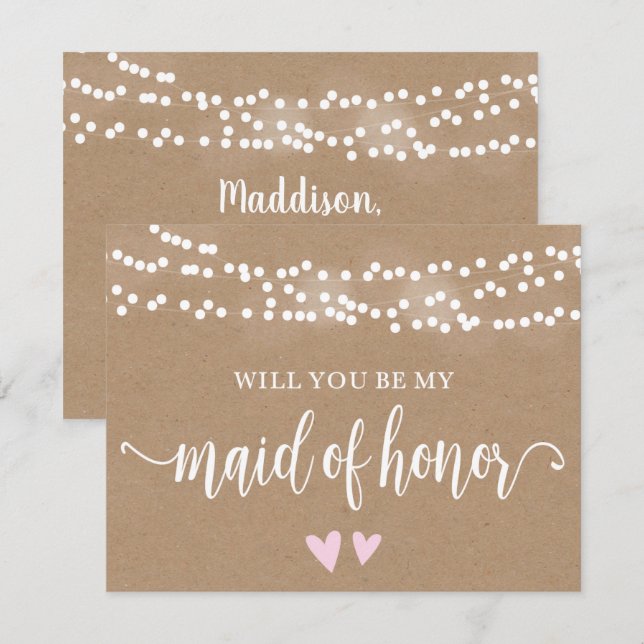Kraft Lights Will You Be My Maid Of Honor Invitation (Front/Back)