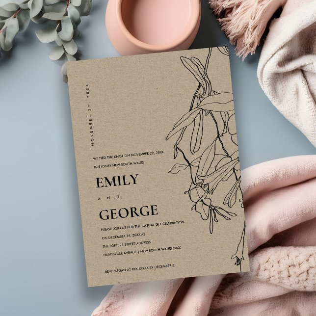 KRAFT LINE DRAWING FLORAL WE TIED THE KNOT INVITE (Creator Uploaded)