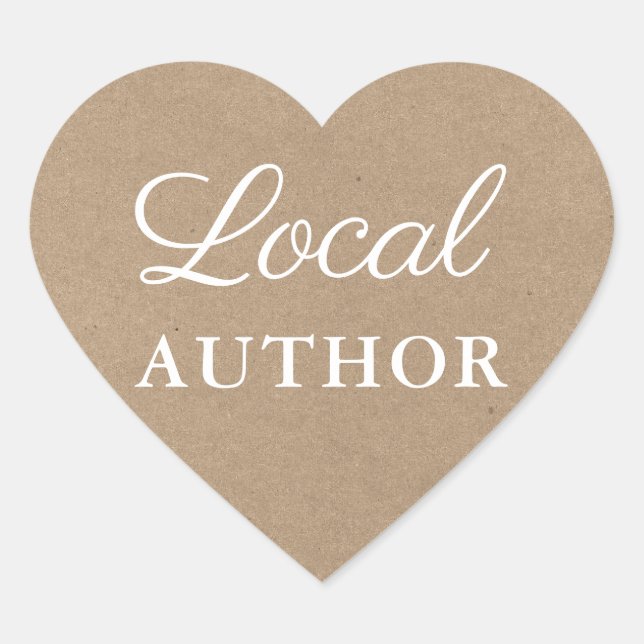 Kraft Local Author Writer Book Promo Heart Sticker (Front)