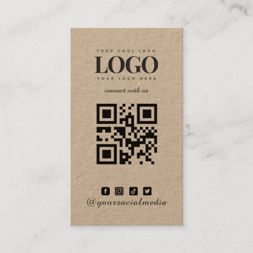 Kraft Logo Pattern  Instagram Facebook QR Code Business Card
