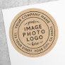 Kraft look business Custom logo return address Classic Round Sticker