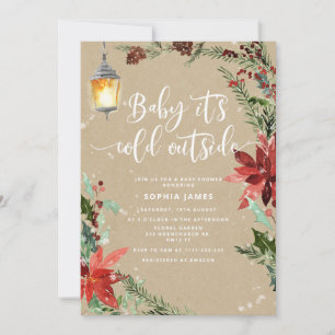 Kraft look Evergreen Baby it's cold outside Invitation