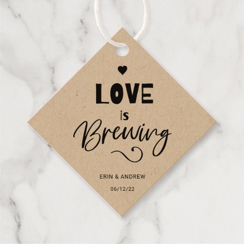 Kraft Love is Brewing Wedding Favor Tags