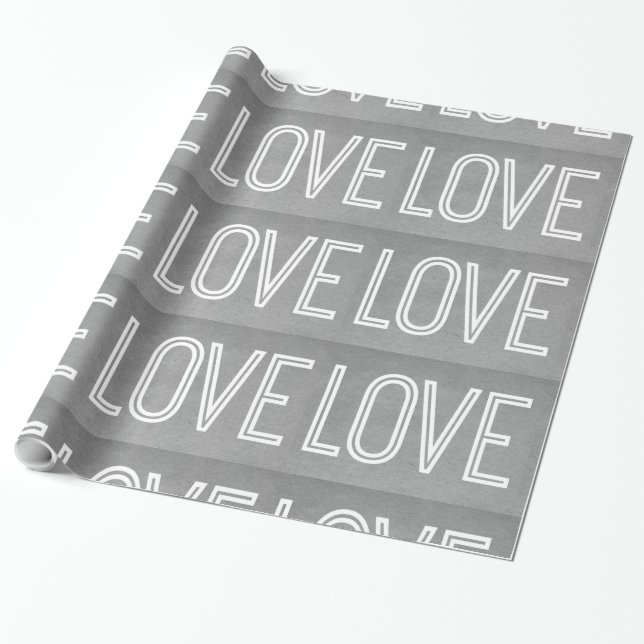 Kraft Love Wrapping Paper, Gray Paper (Unrolled)