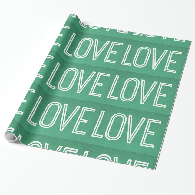 Kraft Love Wrapping Paper, Green Paper (Unrolled)