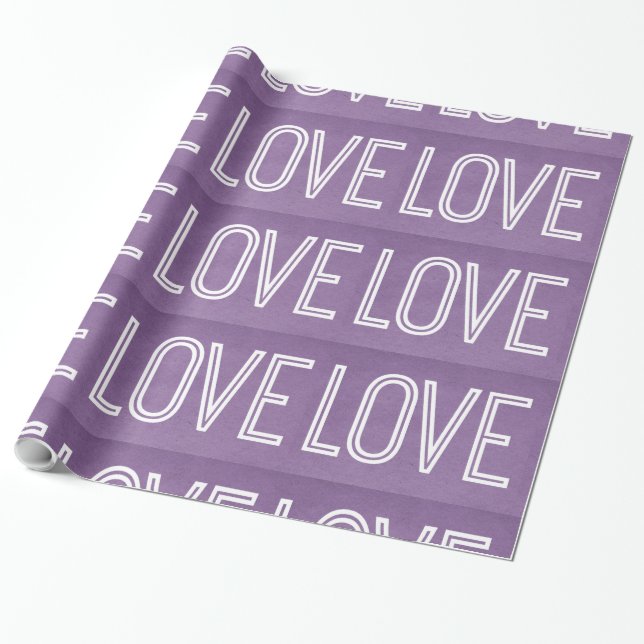 Kraft Love Wrapping Paper, Purple Paper (Unrolled)