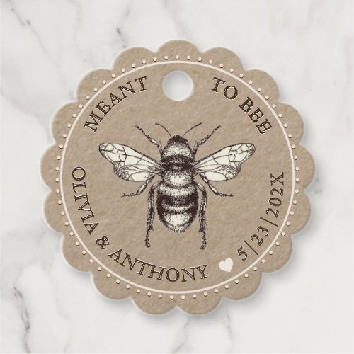 Kraft Meant to Bee Wedding Favor Tag