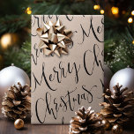 Kraft Merry Christmas Calligraphy Holiday Wrapping Paper<br><div class="desc">Christmas gift wrapping paper feature modern calligraphy merry Christmas script in black on kraft paper. 
Customize the background color with your choice.</div>