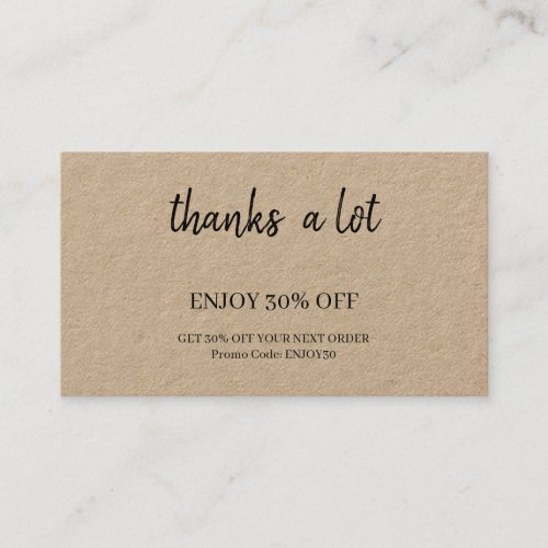 Kraft Minimal Thank You Discount Rewards Card
