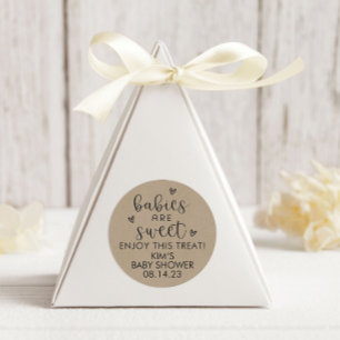 Kraft Minimalist Babies Are Sweet Baby Shower Classic Round Sticker