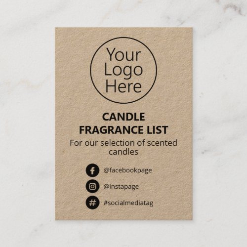 Kraft Minimalist Candle Scent List Logo Business Card