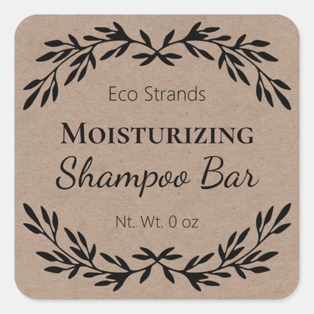 Kraft Minimalist DIY Solid Shampoo Bar Labels (Front)