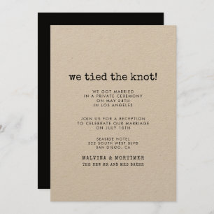 Kraft minimalist typewriter We tied the knot card