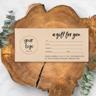 Kraft Modern Business Gift Certificate With Logo