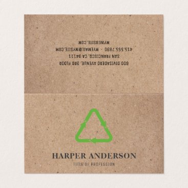 Kraft Modern Green Eco Recycle Professional Business Card