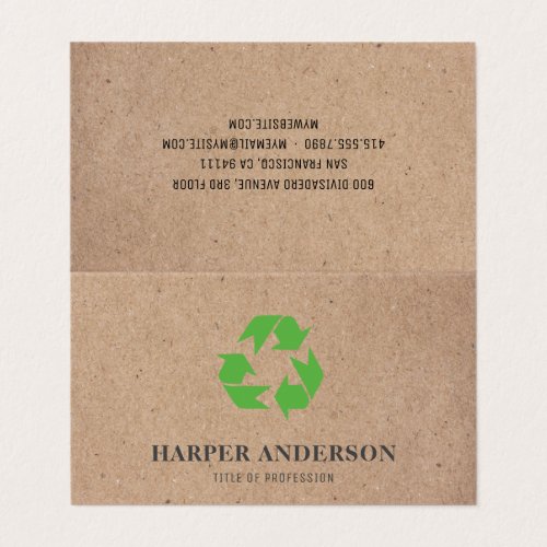 Kraft Modern Green Eco Recycling Professional Business Card