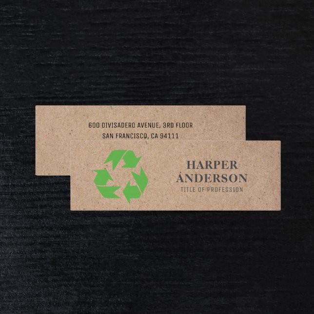 Kraft Modern Green Eco Recycling Professional Mini Business Card (Creator Uploaded)