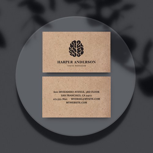 Kraft Modern Minimal Human Brain Professional Logo Business Card