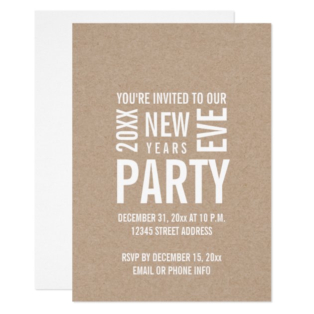 Kraft Modern New Years Eve Party Invite