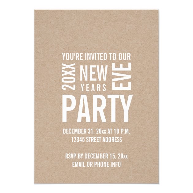 Kraft Modern New Years Eve Party Invite