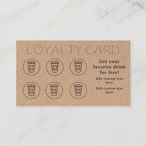 Kraft Modern Simple Minimal Coffee Cup Shop Caf  Loyalty Card