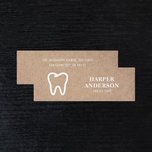 Kraft Modern White Tooth Icon Dental Mini Business Mini Business Card
