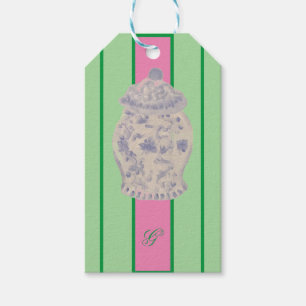 Kraft Monogram Green Chinoiserie Ginger Jar Jars   Gift Tags