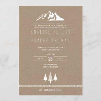 Kraft Mountain Forest Wedding Invitation by blacklabstudio at Zazzle