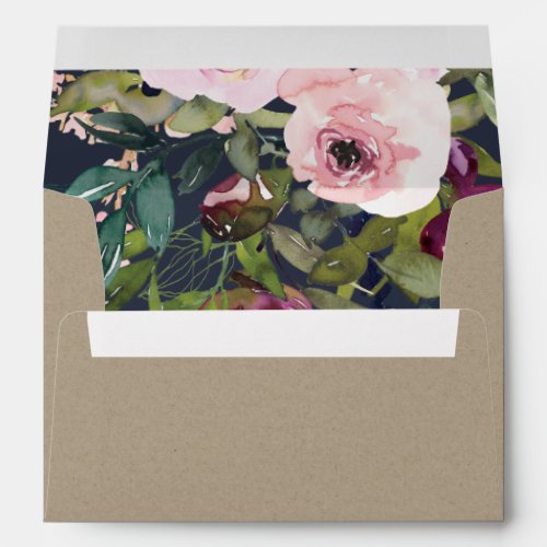 KRAFT NAVY BLUSH BURGUNDY FLORAL BUNCH ADDRESS ENVELOPE