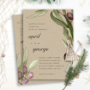 KRAFT OLIVE WATERCOLOR FOLIAGE WEDDING INVITE